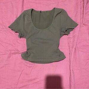 Urban Planet Olive Ribbed Crop Top